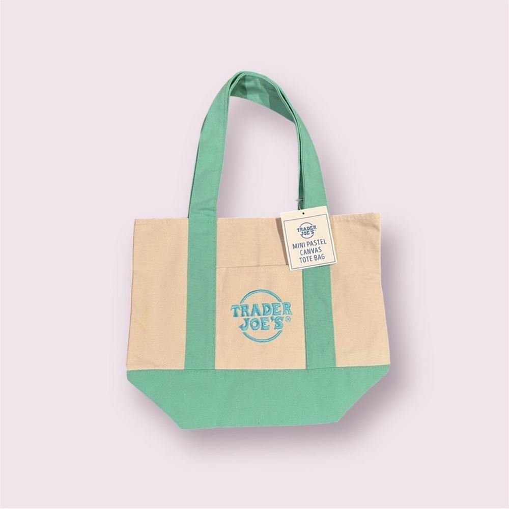 Trader‎ Joe’s Limited Edition Mini Canvas Tote in a mint green pastel color